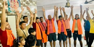 बोल बम -बम बम की गुंजो के साथ गंगाजल लेने के लिए पैदल यात्रा का भोलो का समूह हुआ रवाना
