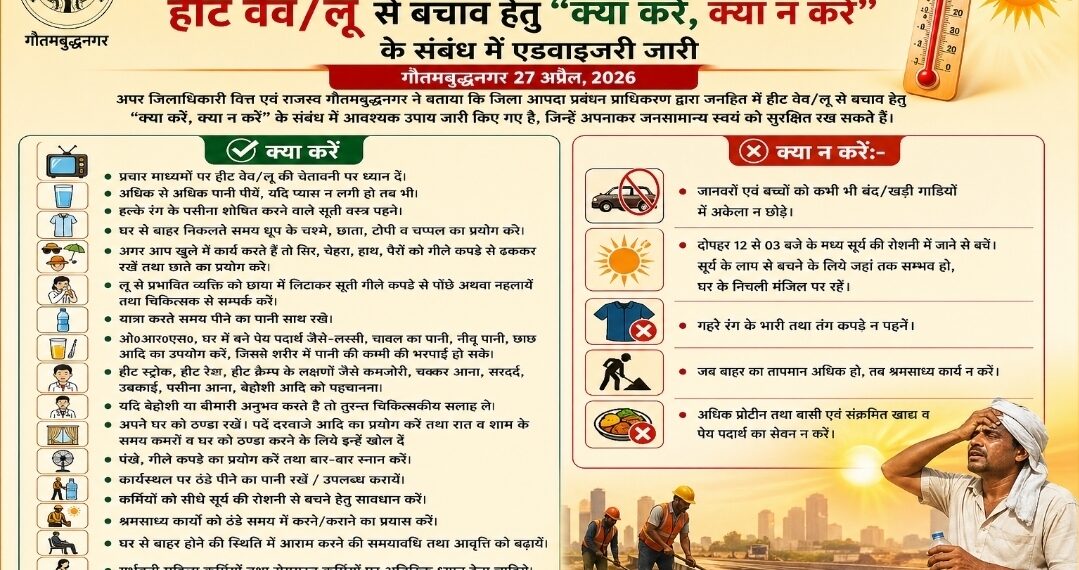जिला आपदा प्रबंधन प्राधिकरण ने हीट वेव/लू से बचाव को लेकर जारी की एडवाइजरी